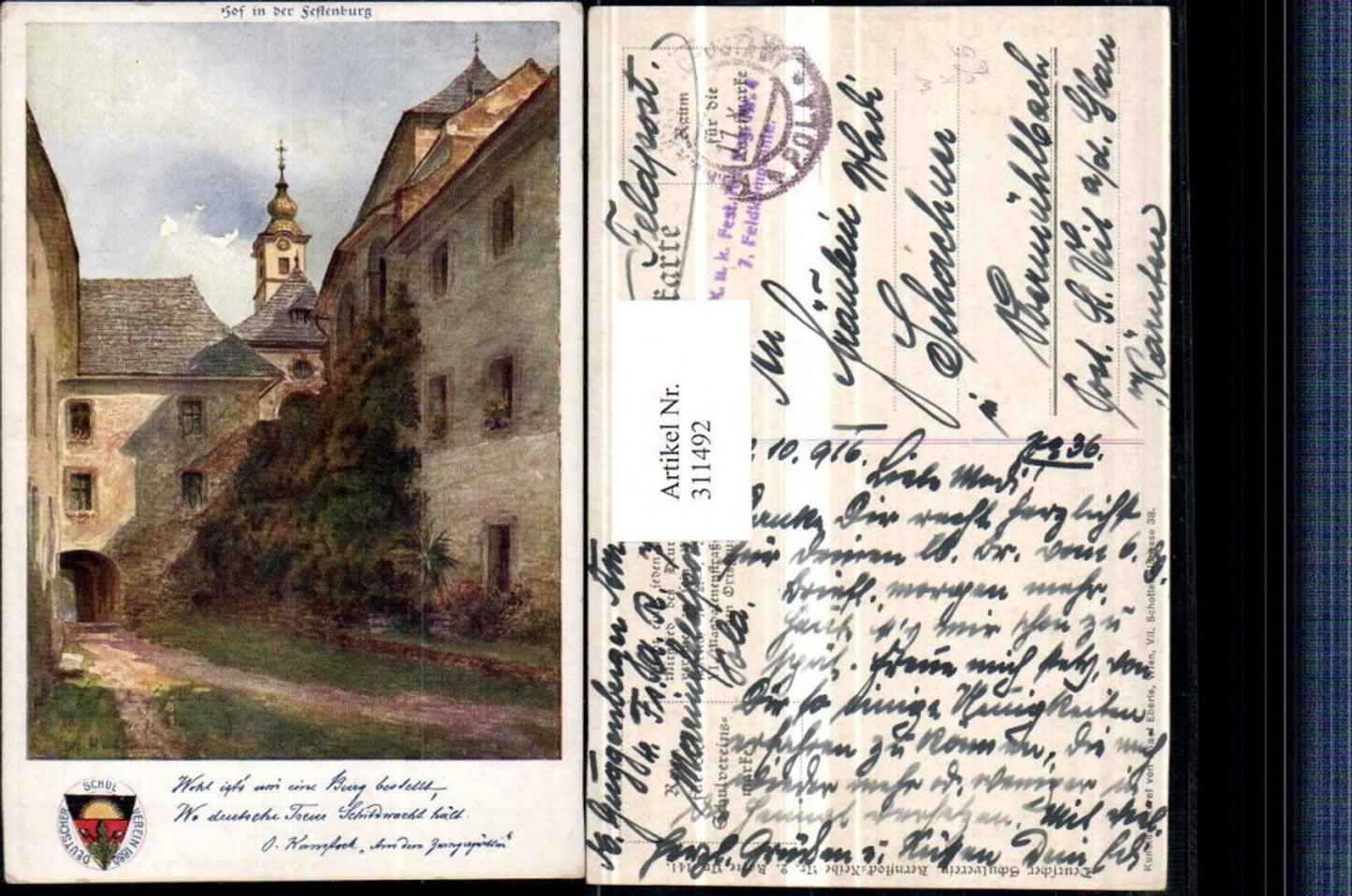 311492,Deutscher Schulverein 141 Künstler A. Heilmann Hof in der Festenburg Burg