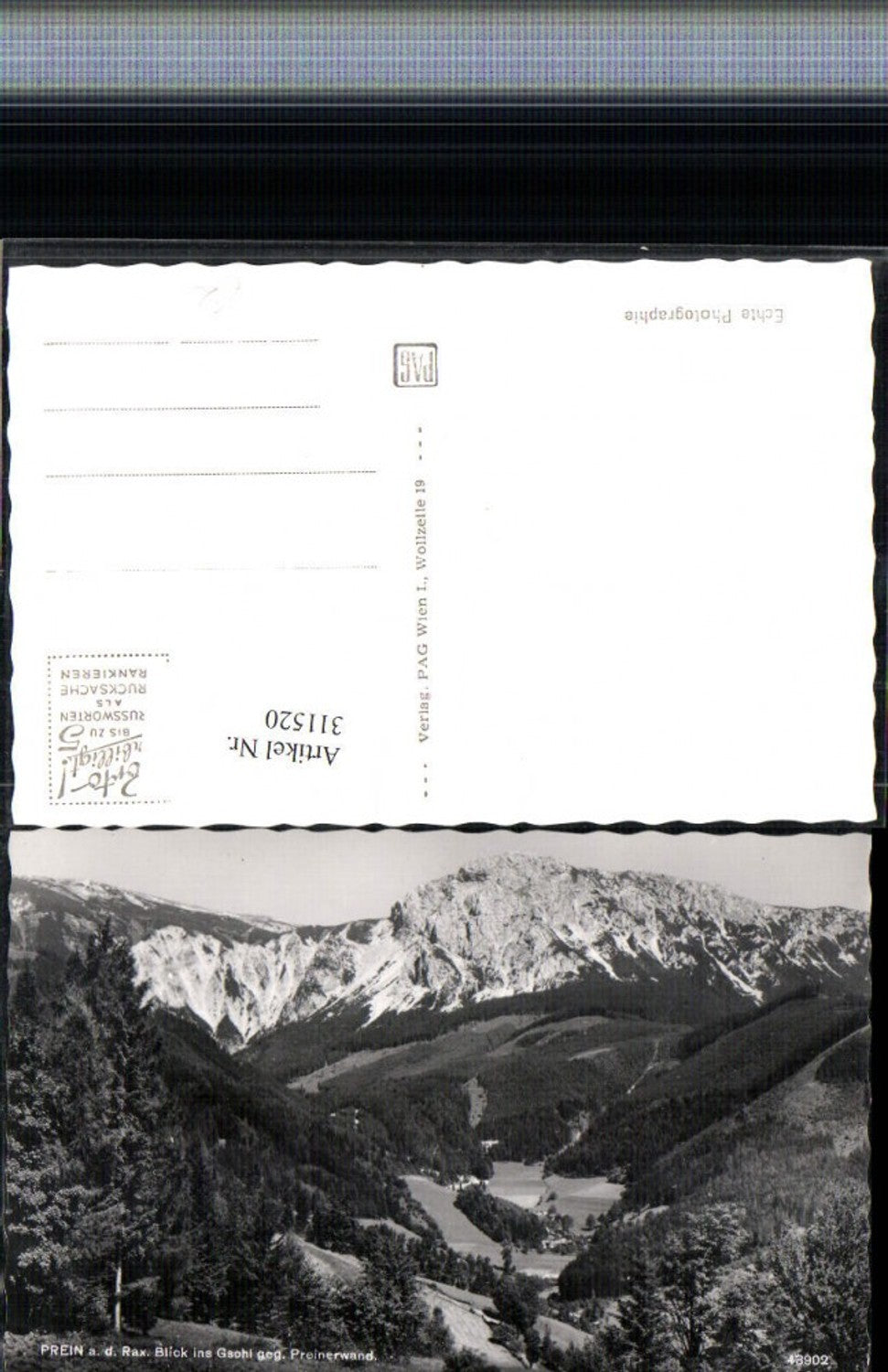311520,Prein an d. Rax Blick ins Gsohl geg. Preinerwand Bergkulisse