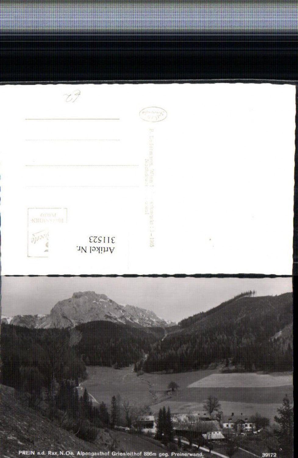 311523,Prein an d. Rax Alpengasthof Griesleithof geg. Preinerwand Bergkulisse