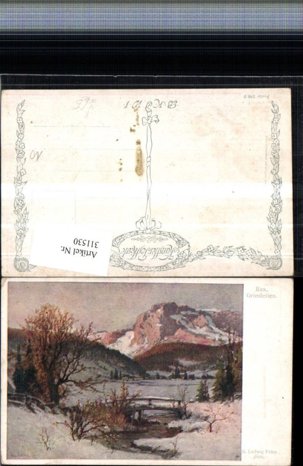311530,Künstler AK Karl Ludwig Prinz Rax Griesleiten b. Prein Bergkulisse Winterbild pub B.K.W.I. 286/9