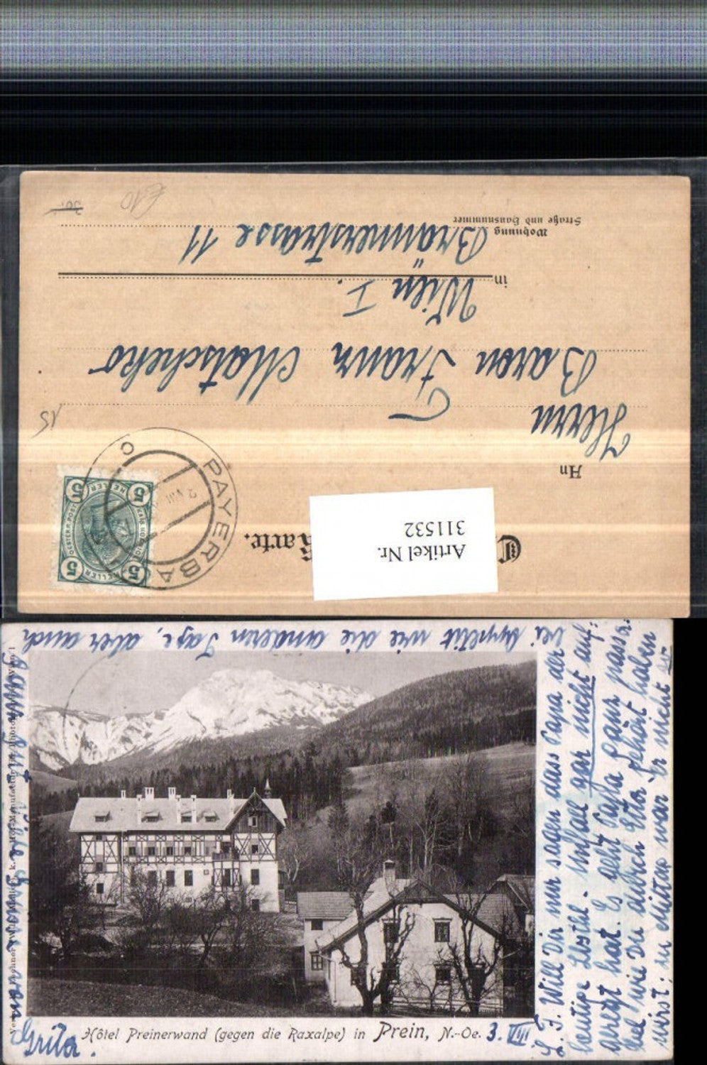 311532,Prein an d. Rax Hotel Preinerwand geg. Raxalpe Bergkulisse