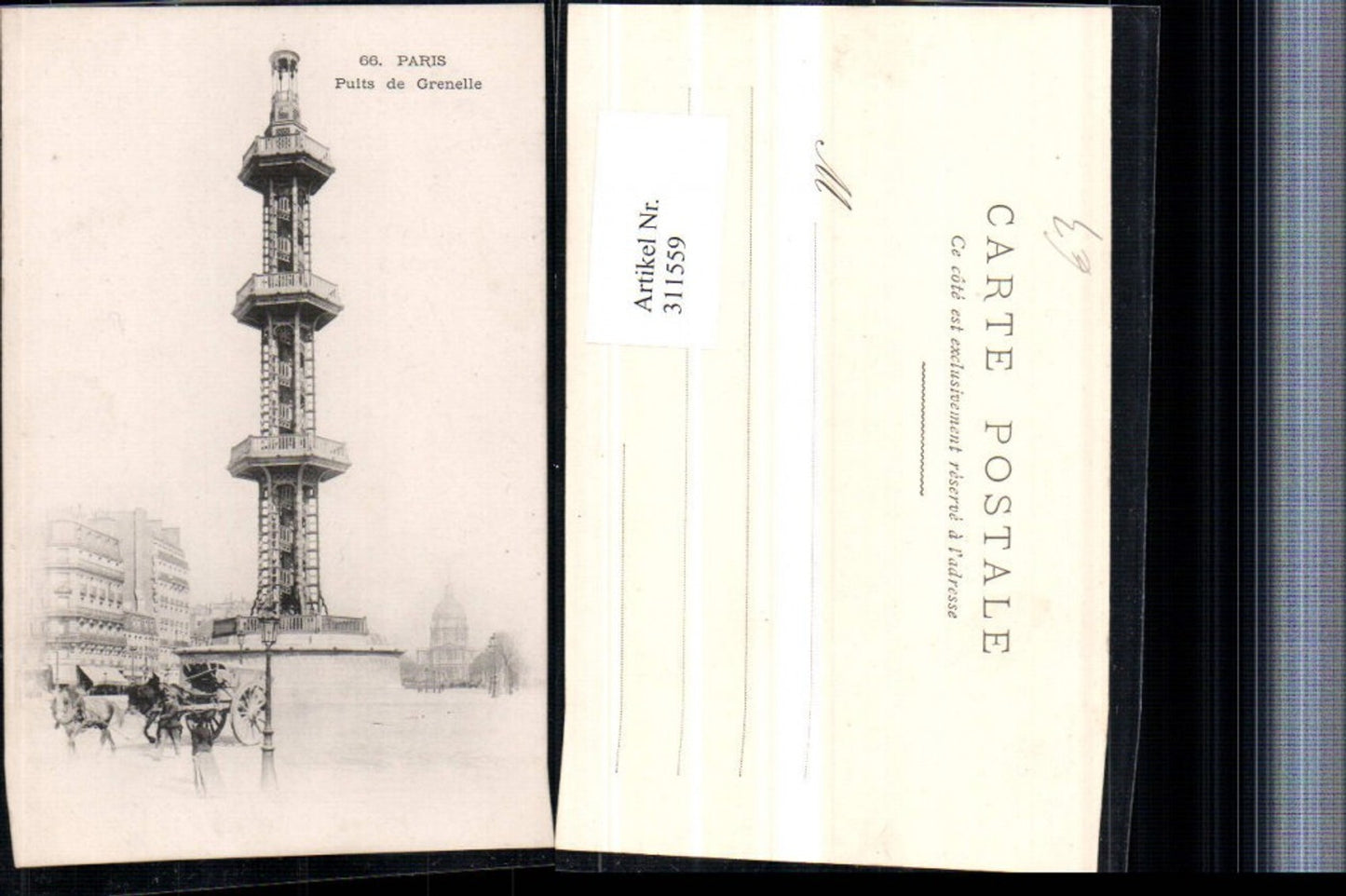 311559,Paris Puits de Grenelle Brunnen Turm Kutsche