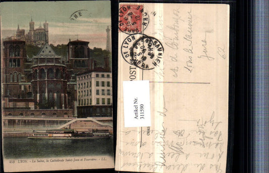 311590,Lyon La Saone Cathedrale Saint-Jean et Fourviere Kirche Boot