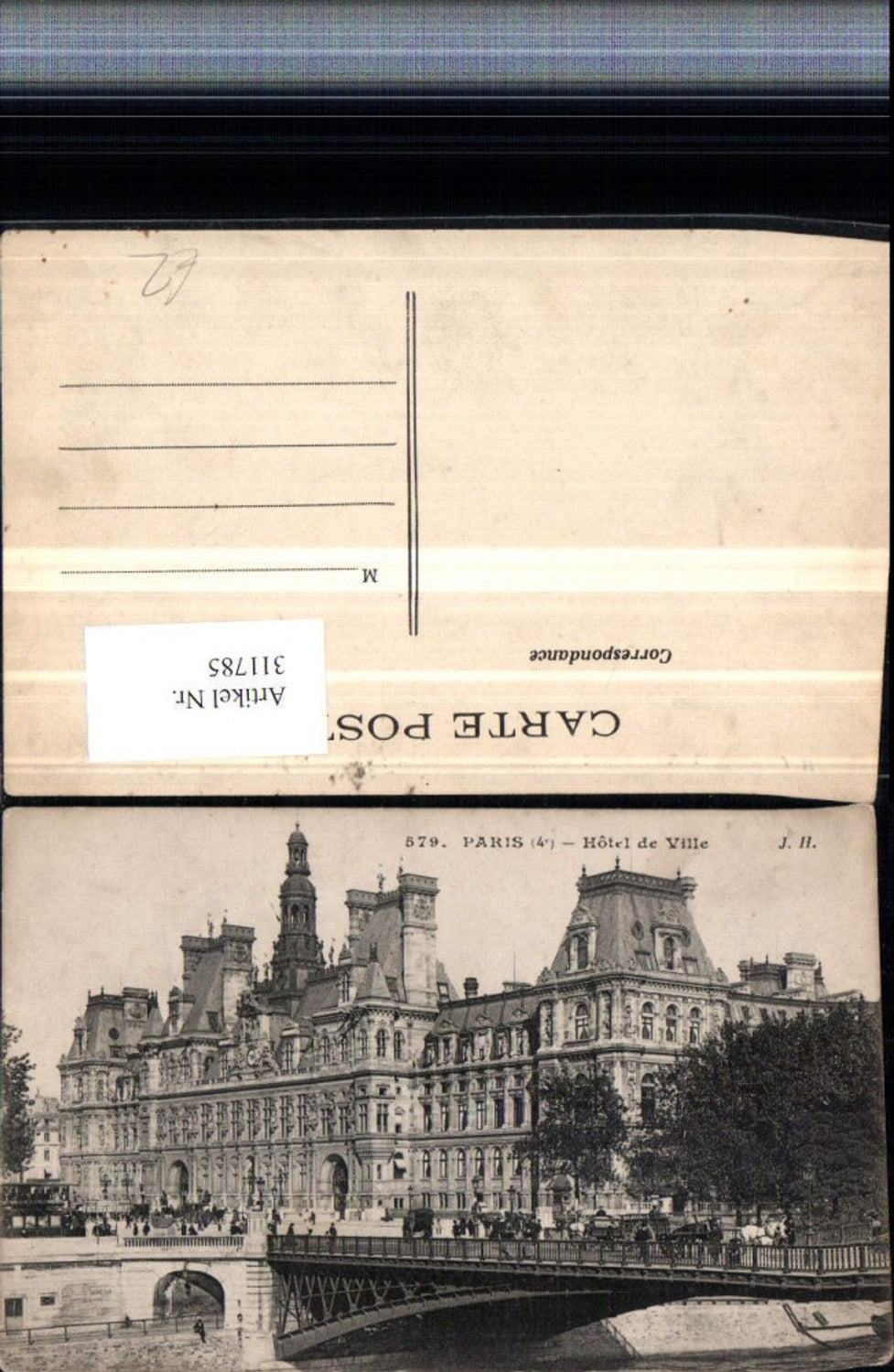 311785,Paris Hotel de Ville Rathaus Brücke