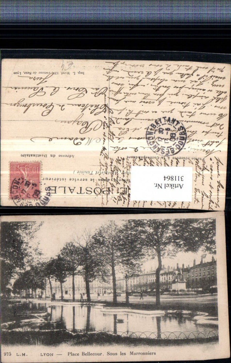 311864,Lyon Place Bellecour Sous les Marronniers Platz Denkmal