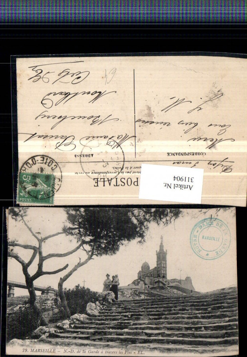 311904,Marseille Notre Dame de la Garde a travers les Pins Kirche Stiege