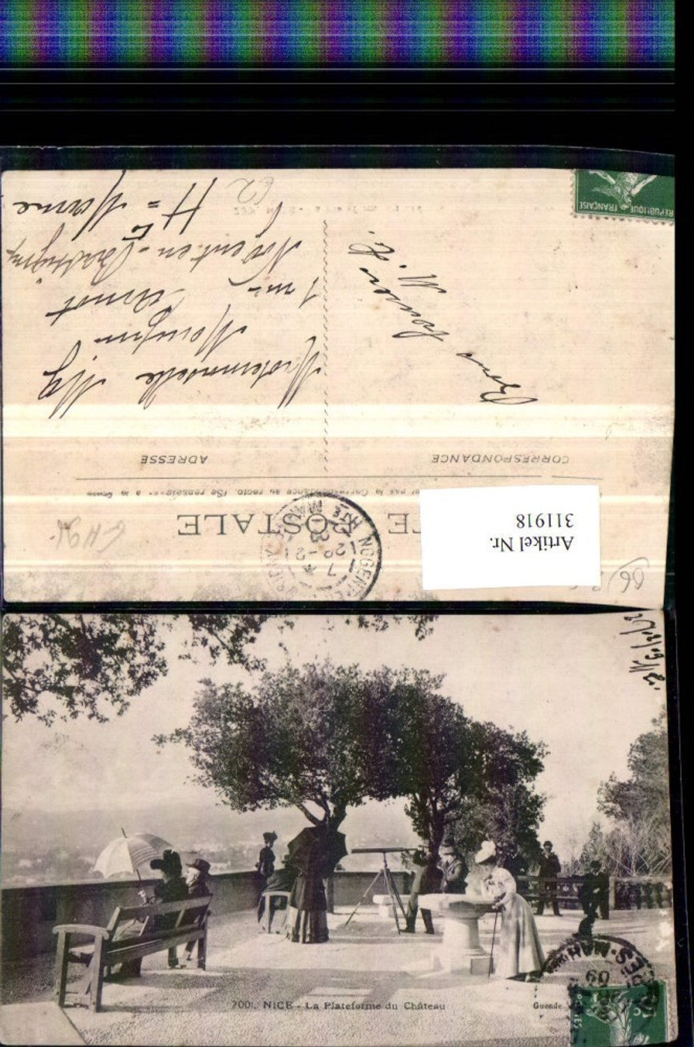 311918,Nice Nizza La Plateforme du Chateau Schloss Aussichtsplattform Fernrohr Schirm