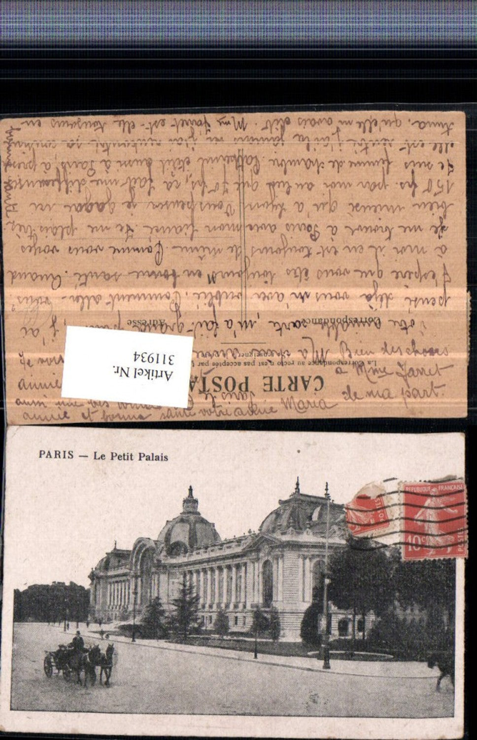 311934,Paris Le Petit Palais Palast Gebäude Kutsche