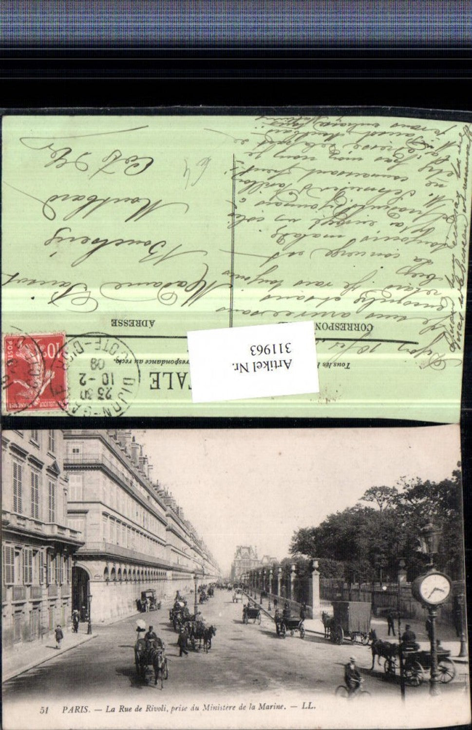 311963,Paris La Rue de Rivoli prise du Ministere de la Marine Straßenansicht