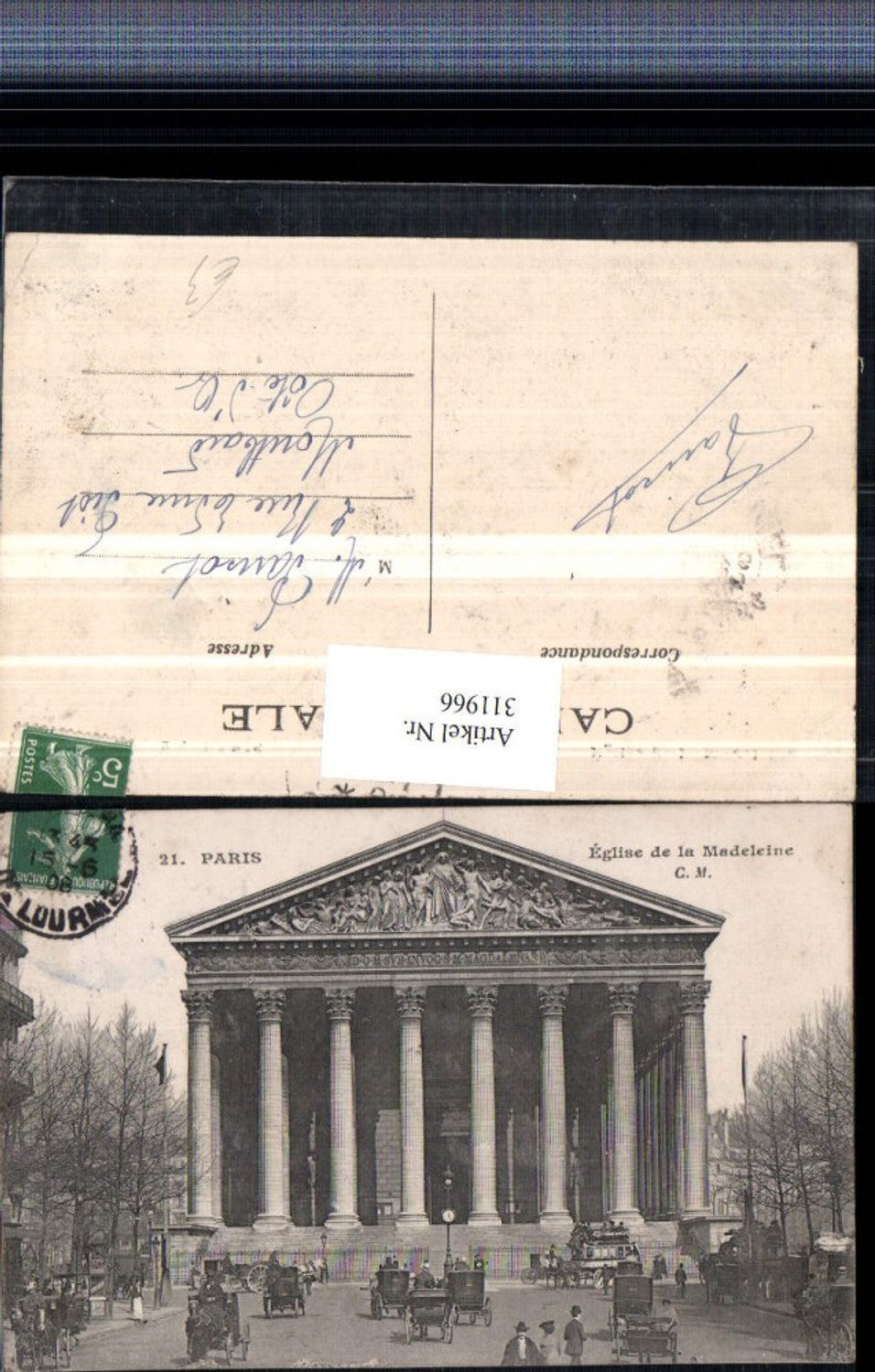 311966,Paris Eglise de la Madeleine Kirche Säulen Kutschen Tram
