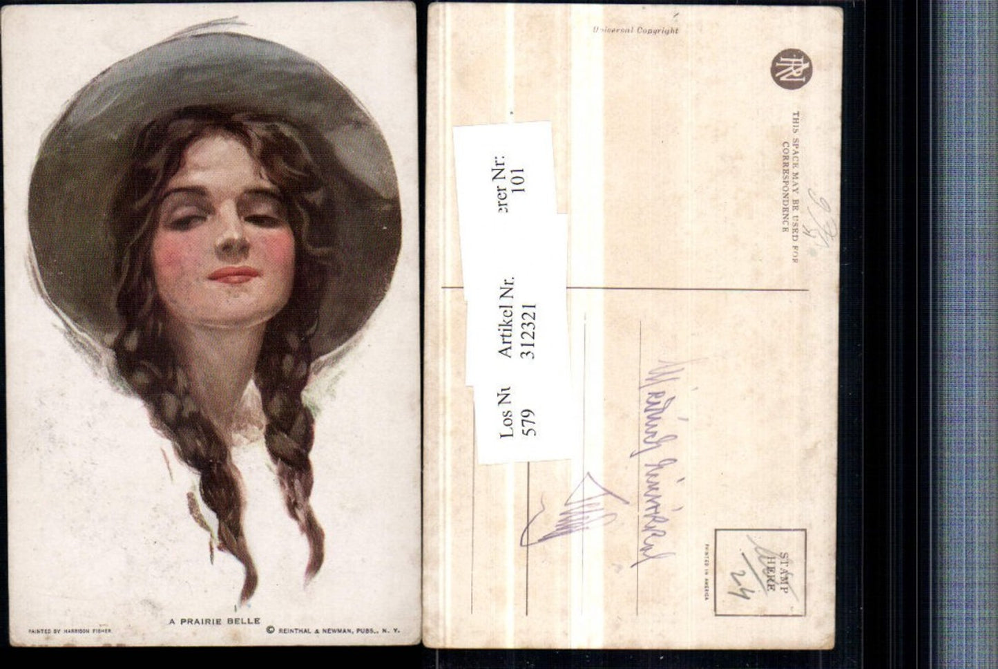 312321,Künstler AK Harrison Fisher Frau Glamour Zopf