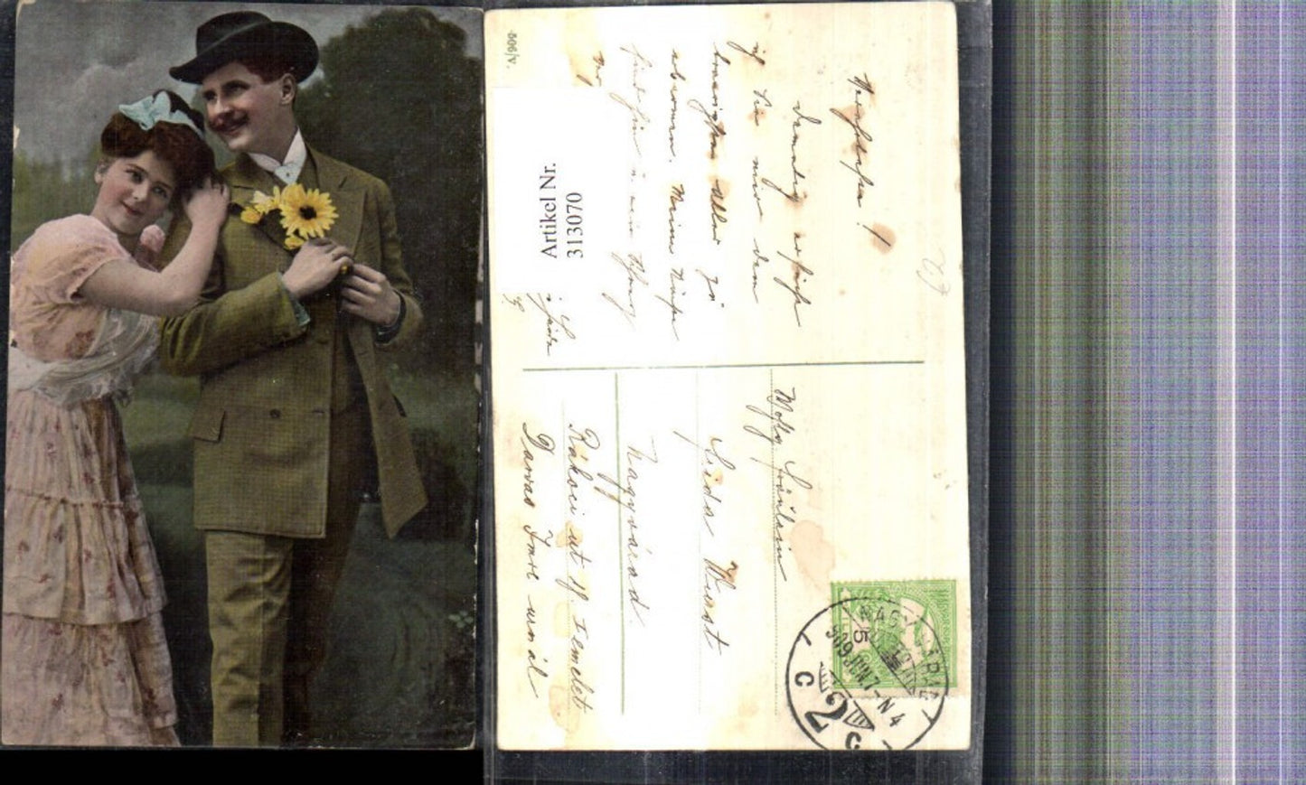 313070,Liebe Paar Hand a. Schulter Verliebter Blick Blume Sonnenblume