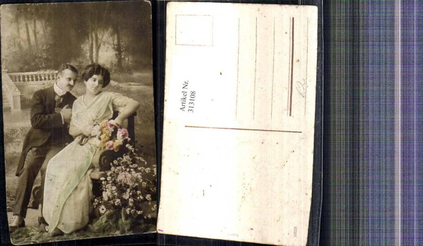 313108, Dear couple, a bank, flowers