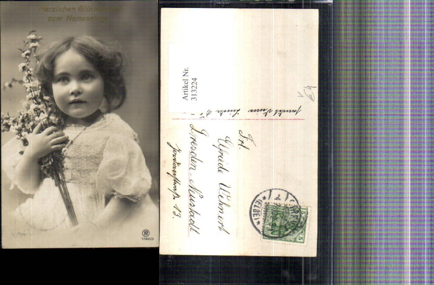 313224,Foto Ak Kind Mädchen Blütenzweig i. Hand pub RPH 1790/3