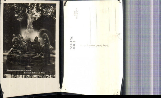 313417,Foto Ak Baden b. Wien Undine Brunnen i. Kurpark Springbrunnen