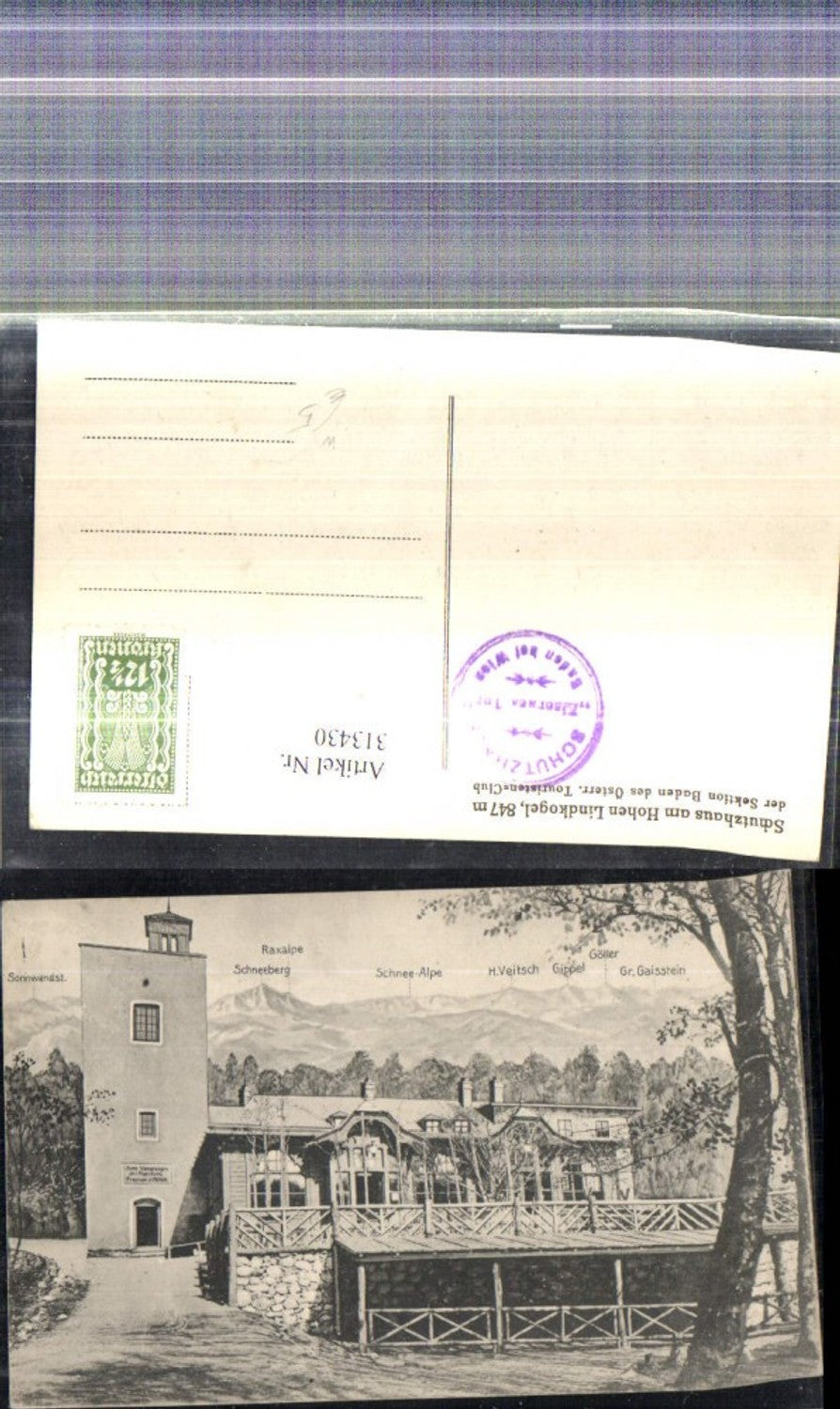 313430,Künstler Ak Schutzhaus a. Hohen Lindkogel Eisernes Tor Alland Bad Vöslau