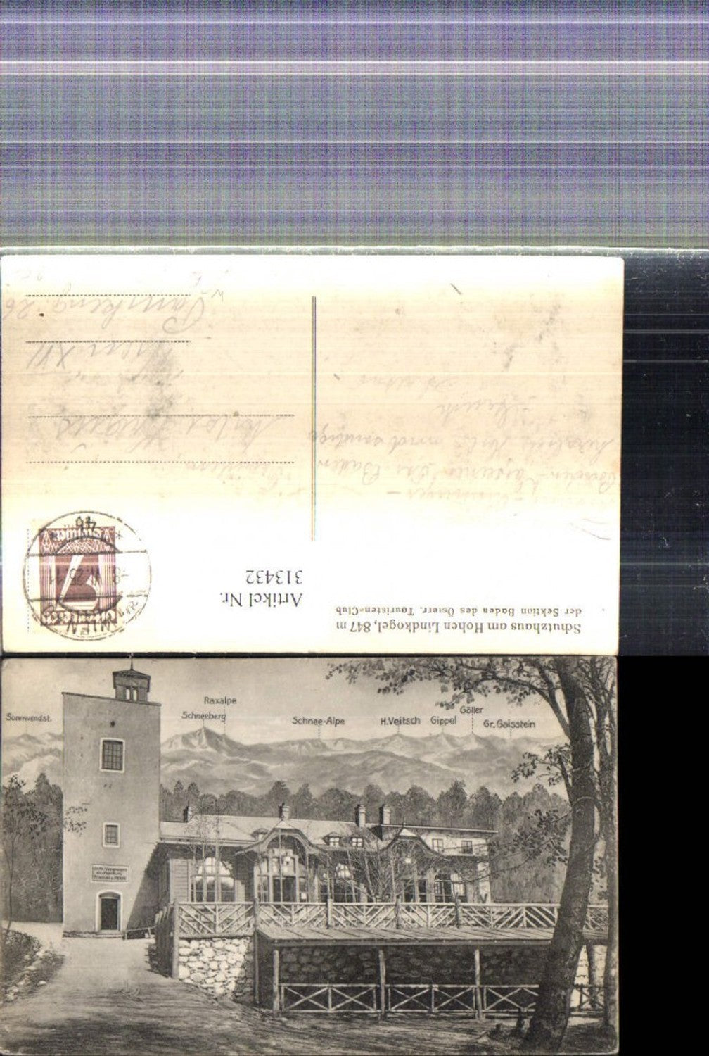 313432,Künstler Ak Schutzhaus a. Hohen Lindkogel Eisernes Tor Alland Bad Vöslau