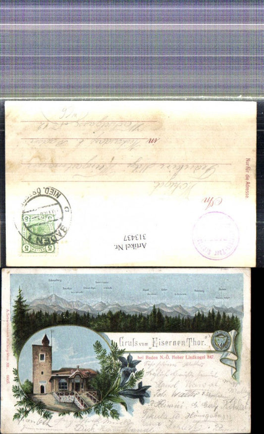 313437,Litho Schutzhaus a. Hohen Lindkogel Eisernes Tor Alland Bad Vöslau