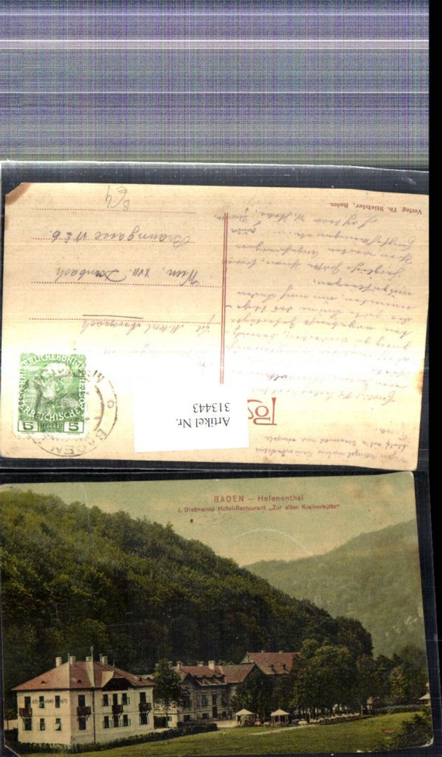 313443,Baden Helenenthal J. Dietmanns Hotel Restaurant Zur alten Krainerhütte