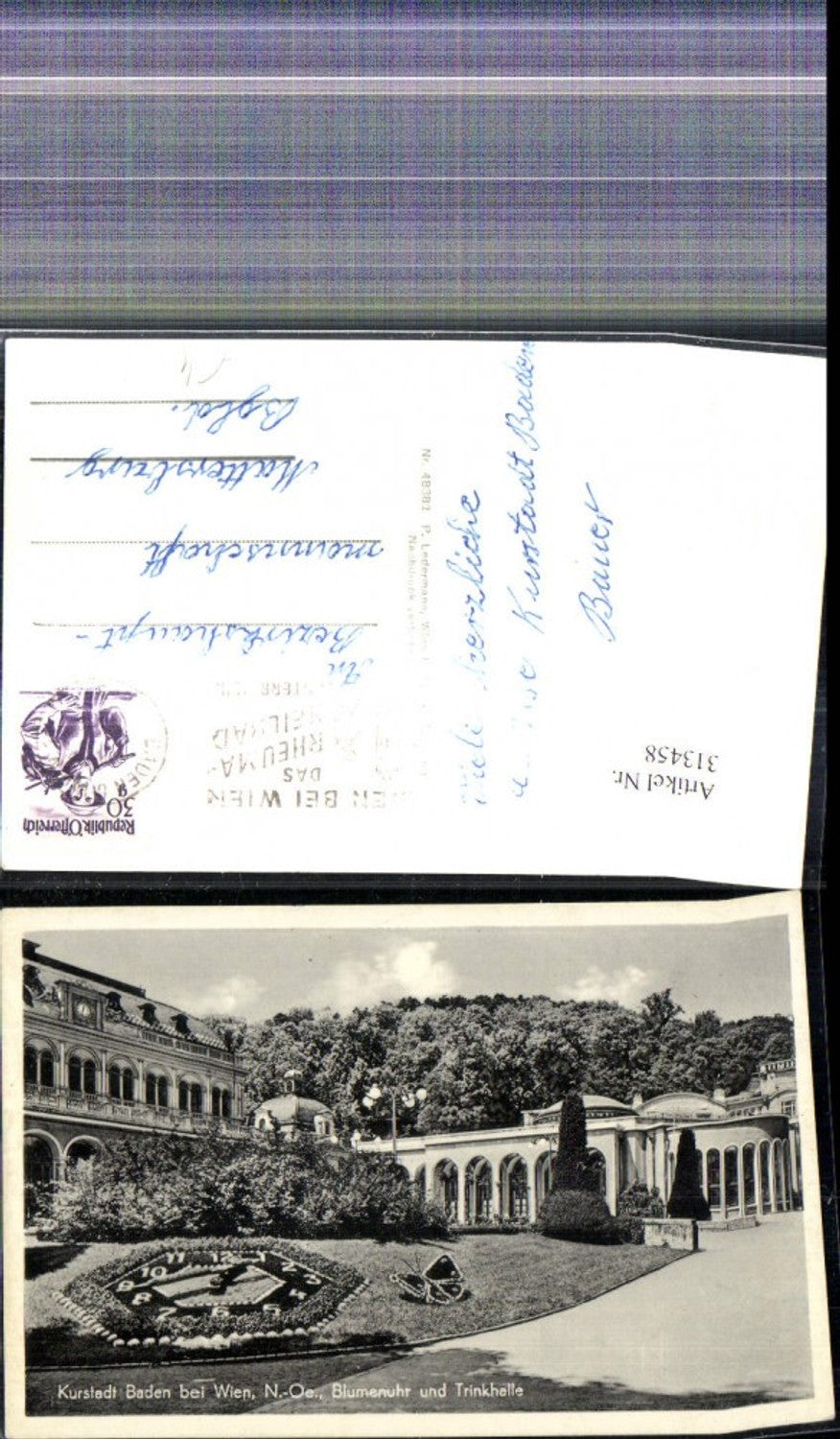 313458,Baden b. Wien Blumenuhr u. Trinkhalle