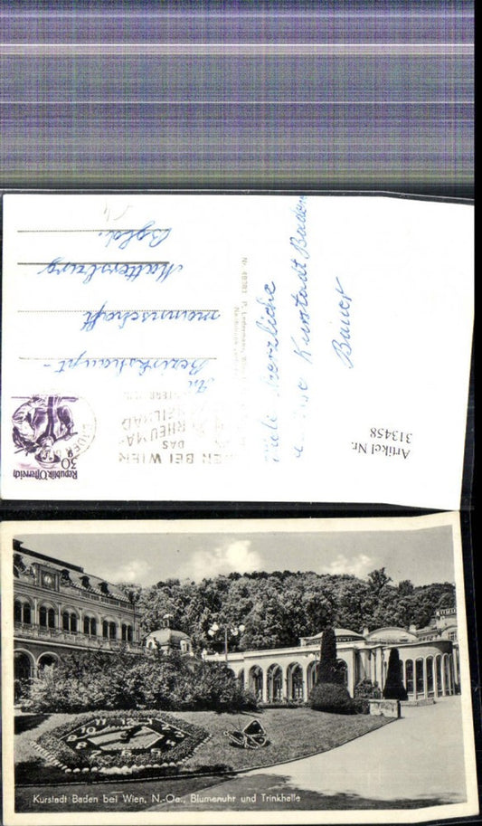 313458,Baden b. Wien Blumenuhr u. Trinkhalle