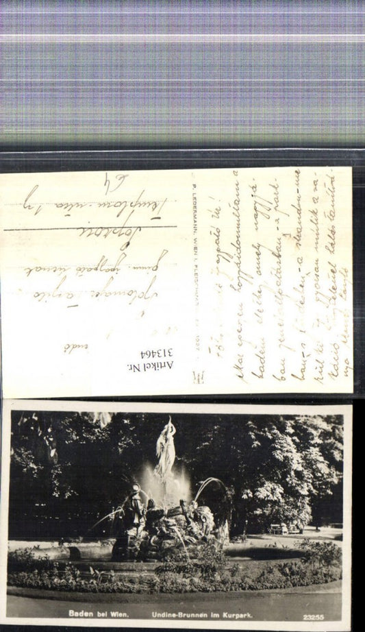 313464,Foto Ak Baden b. Wien Undine Brunnen i. Kurpark Springbrunnen