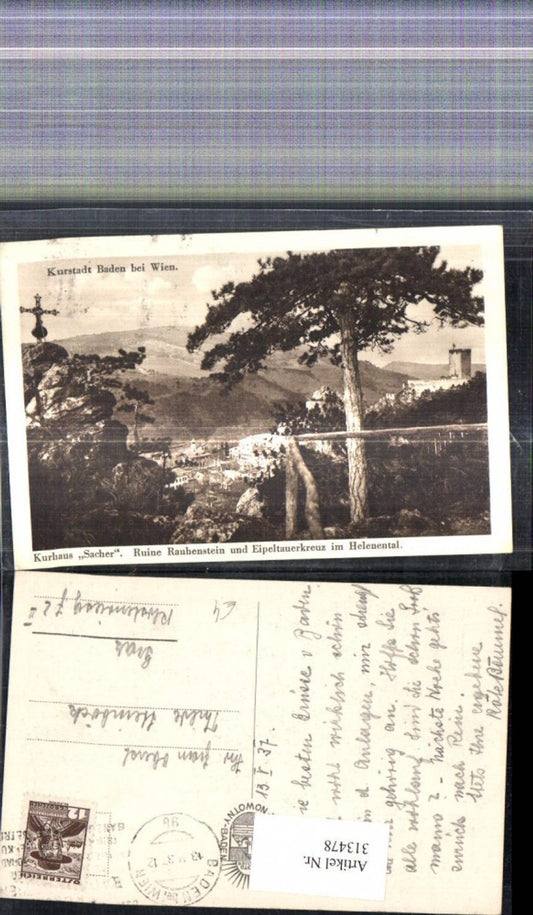 313478,Baden b. Wien Ruine Rauhenstein Kurhaus Sacher Eipeltauerkreuz Helenental