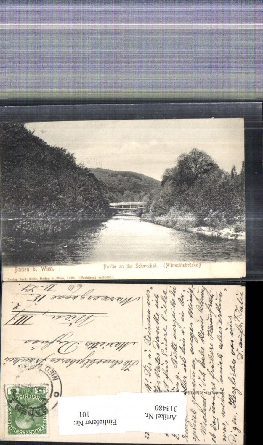 313480,Baden b. Wien Partie a. d. Schwechat Albrechtsbrücke