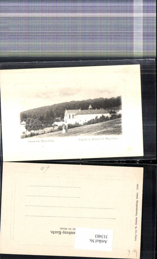 313483,Gruss a. Mayerling Kapelle u. Kloster Präge Passepartout