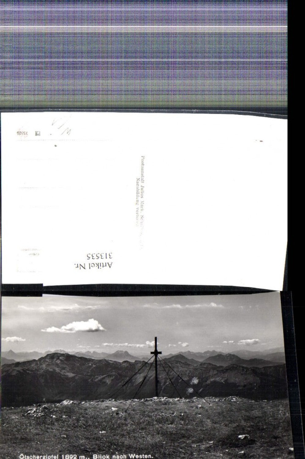 313535,Foto Ak Ötschergipfel Blick n. Westen Gipfelkreuz Ötscher b. Lackenhof