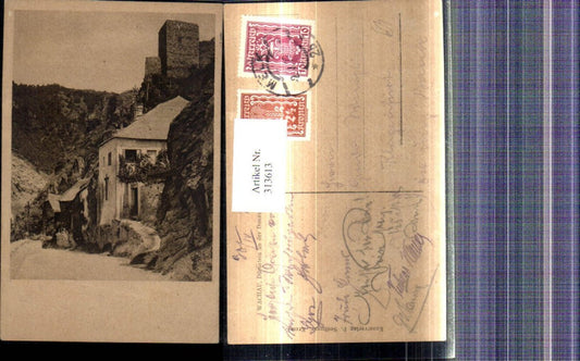 313613,Dürnstein a. d. Donau Wachau Ruine Haus m. Kreuz