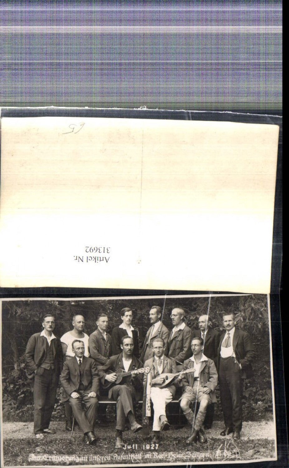313692,Foto Ak Zeillern Heim Gruppenbild Männer Mandoline Gitarre 1927