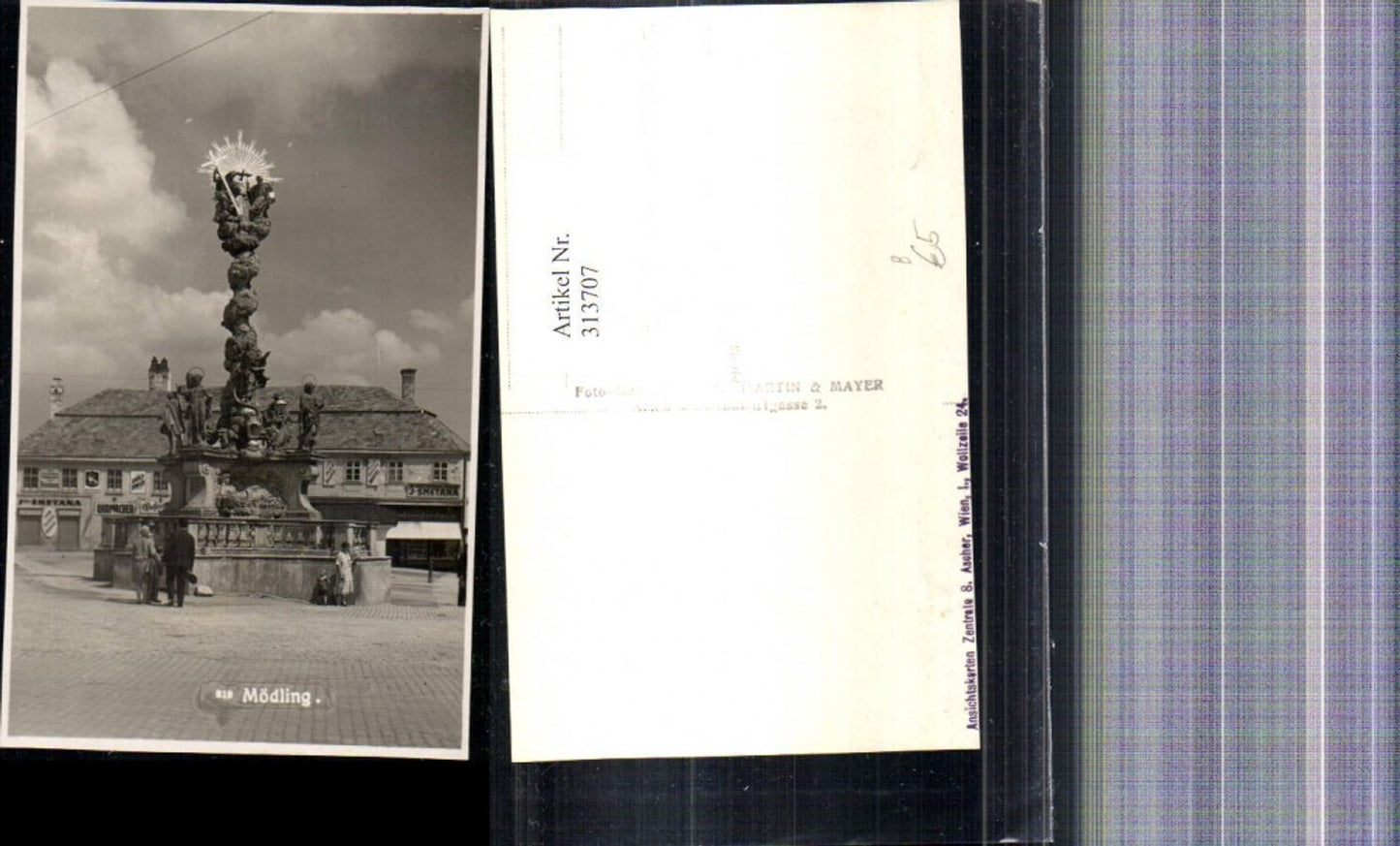 313707,Foto Ak Mödling Pestsäule