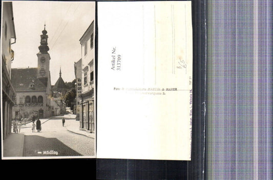 313709,Foto Ak Mödling Kirche Straßenansicht