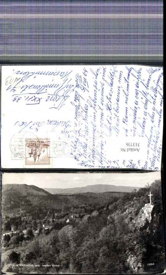 313736,Foto Ak Hinterbrühl b. Mödling Ansicht Weißes Kreuz am Berg Felsen
