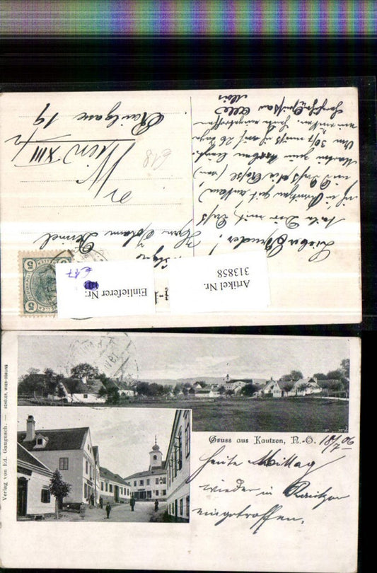 313858, Greetings from Kautzen, Total street view, Multi-image postcard