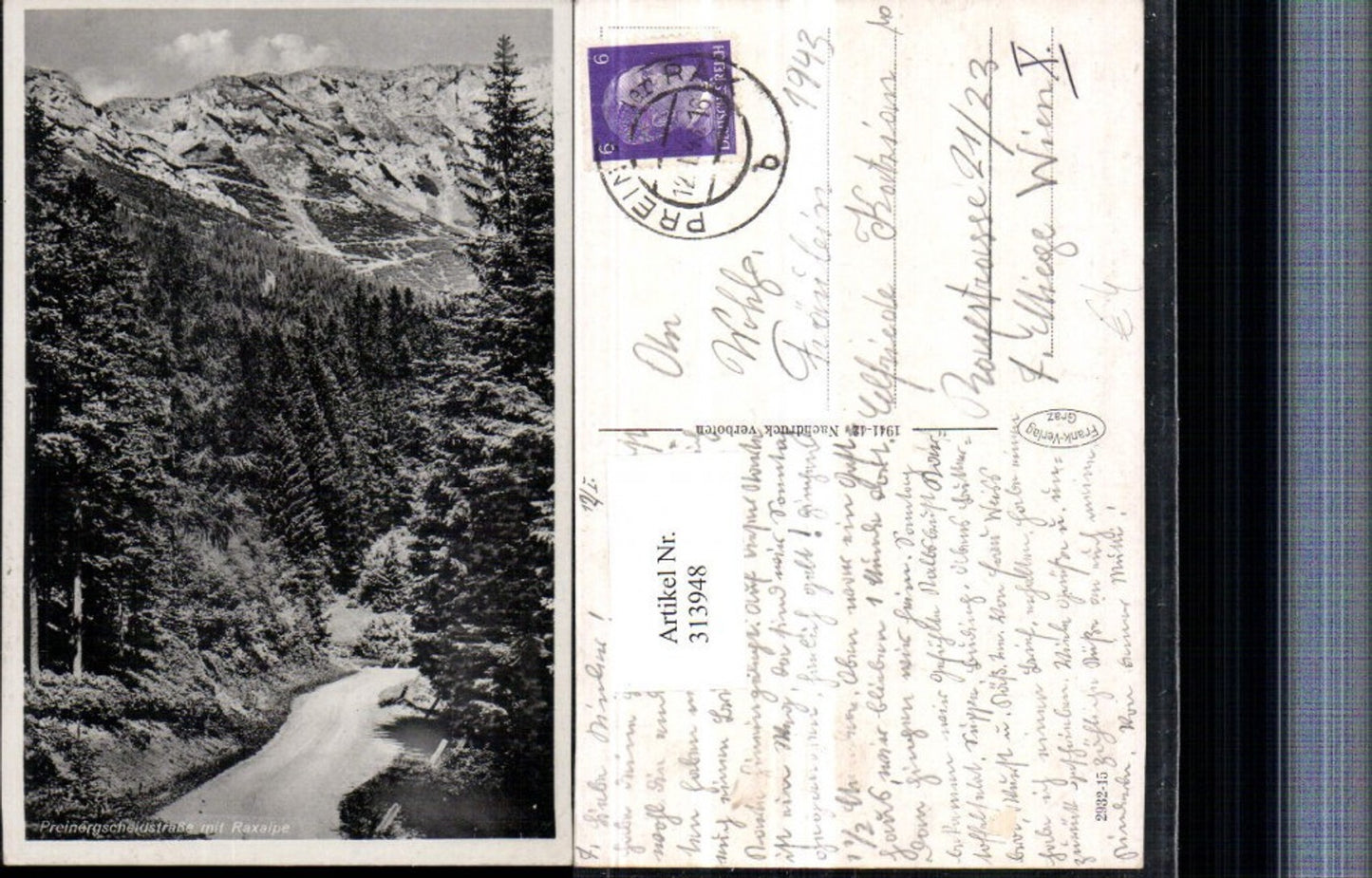 313948,Preinergscheidstraße m. Raxalpe b. Prein Bergkulisse