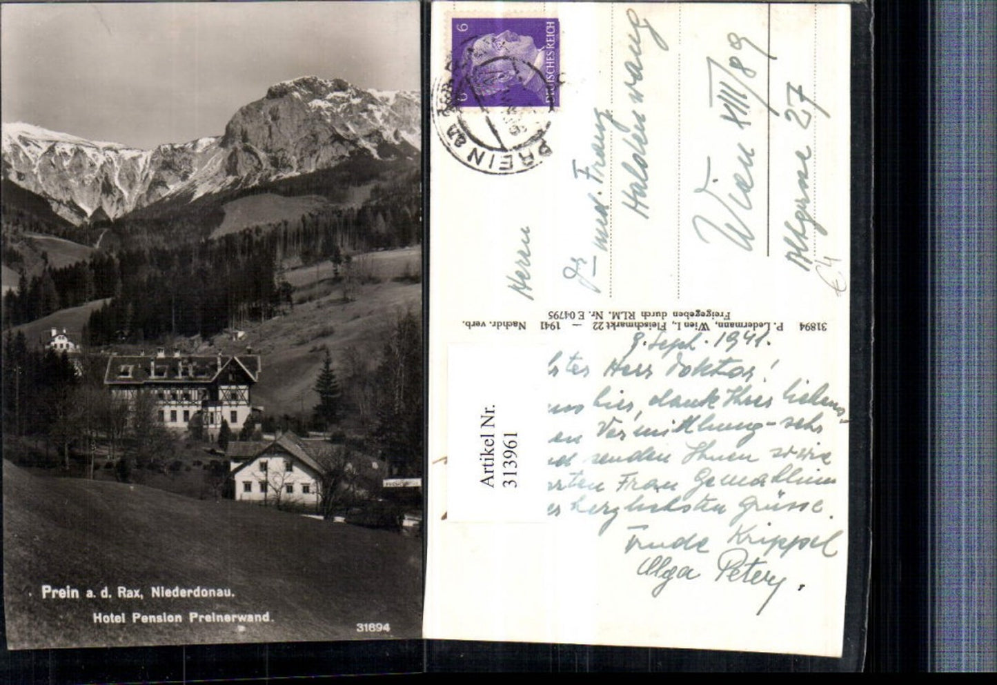 313961,Prein an d. Rax Hotel Pension Preinerwand Bergkulisse