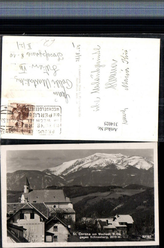 314025,St. Corona am Wechsel Kirche geg. Schneeberg Bergkulisse