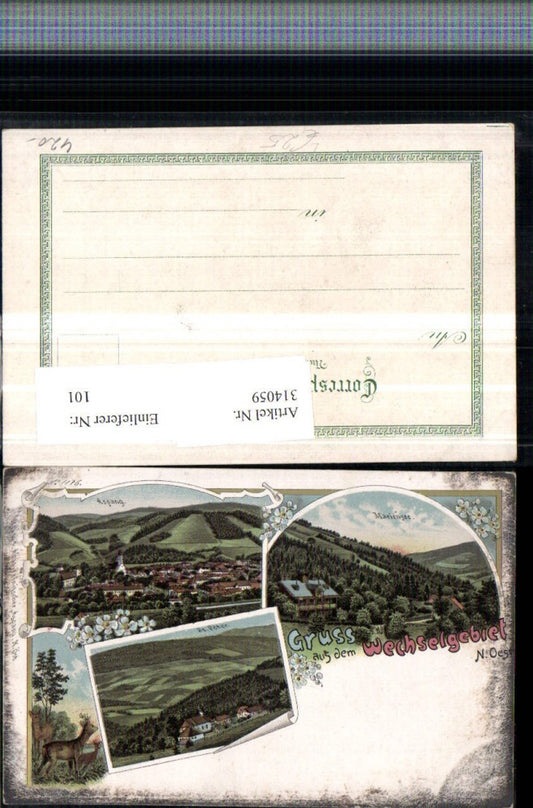 314059,Litho Gruß aus d. Wechselgebiet Aspang Totale St. Peter Mehrbildkarte