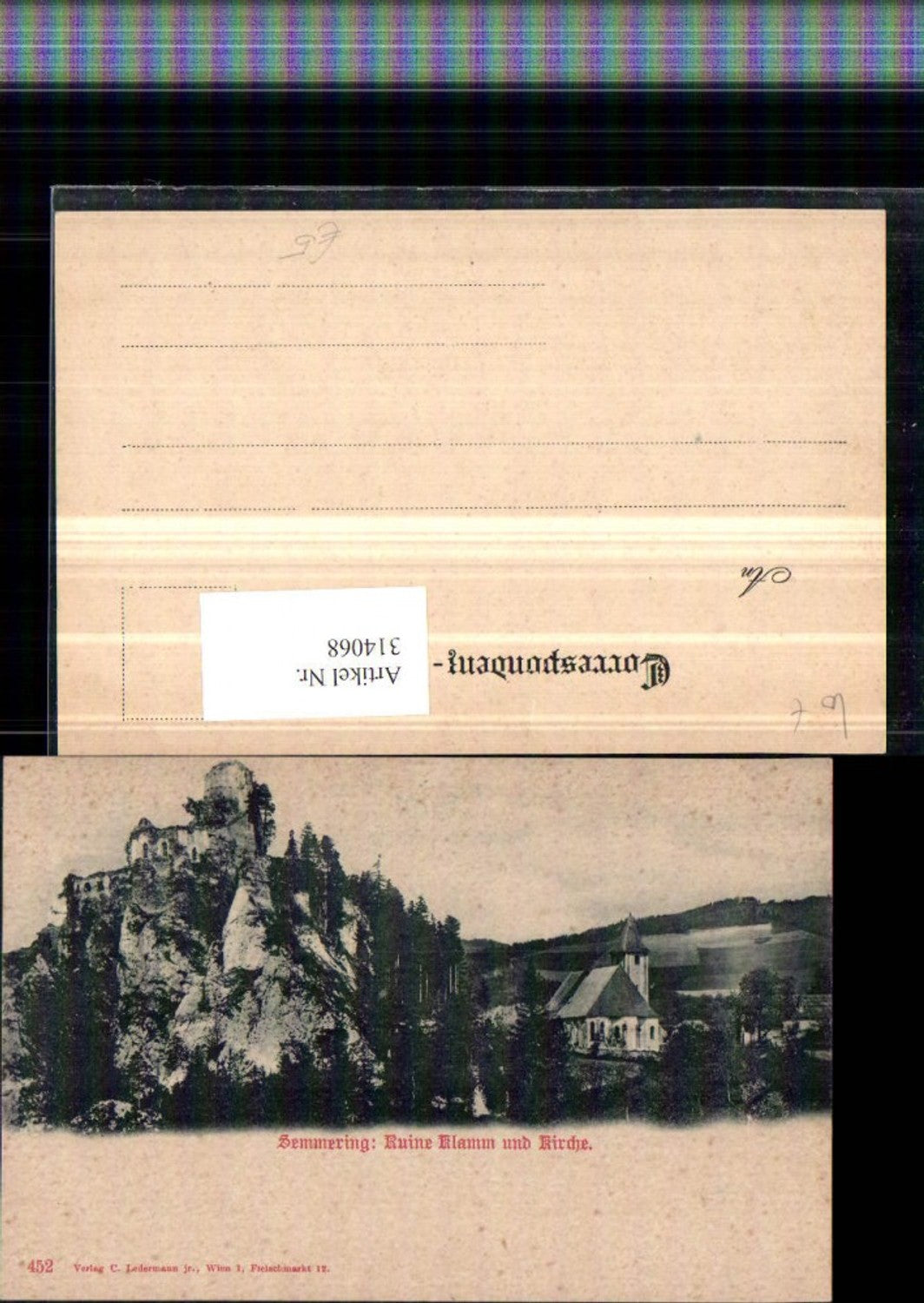 314068,Semmering Ruine Klamm u. Kirche