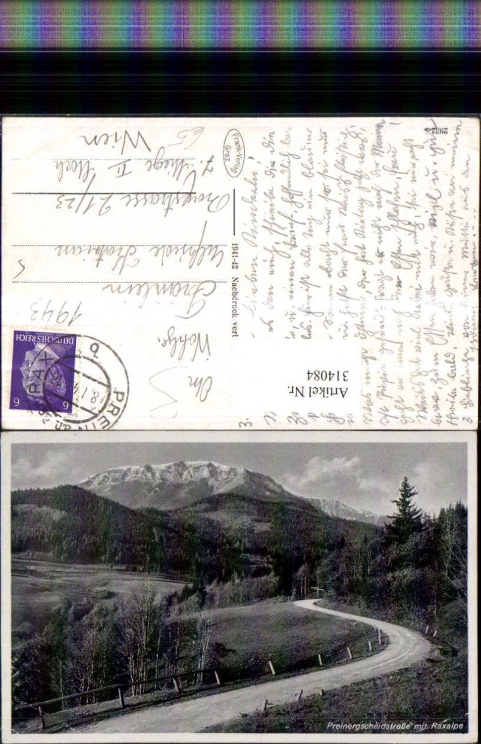 314084,Preinergscheidstraße m. Raxalpe b. Prein Bergkulisse