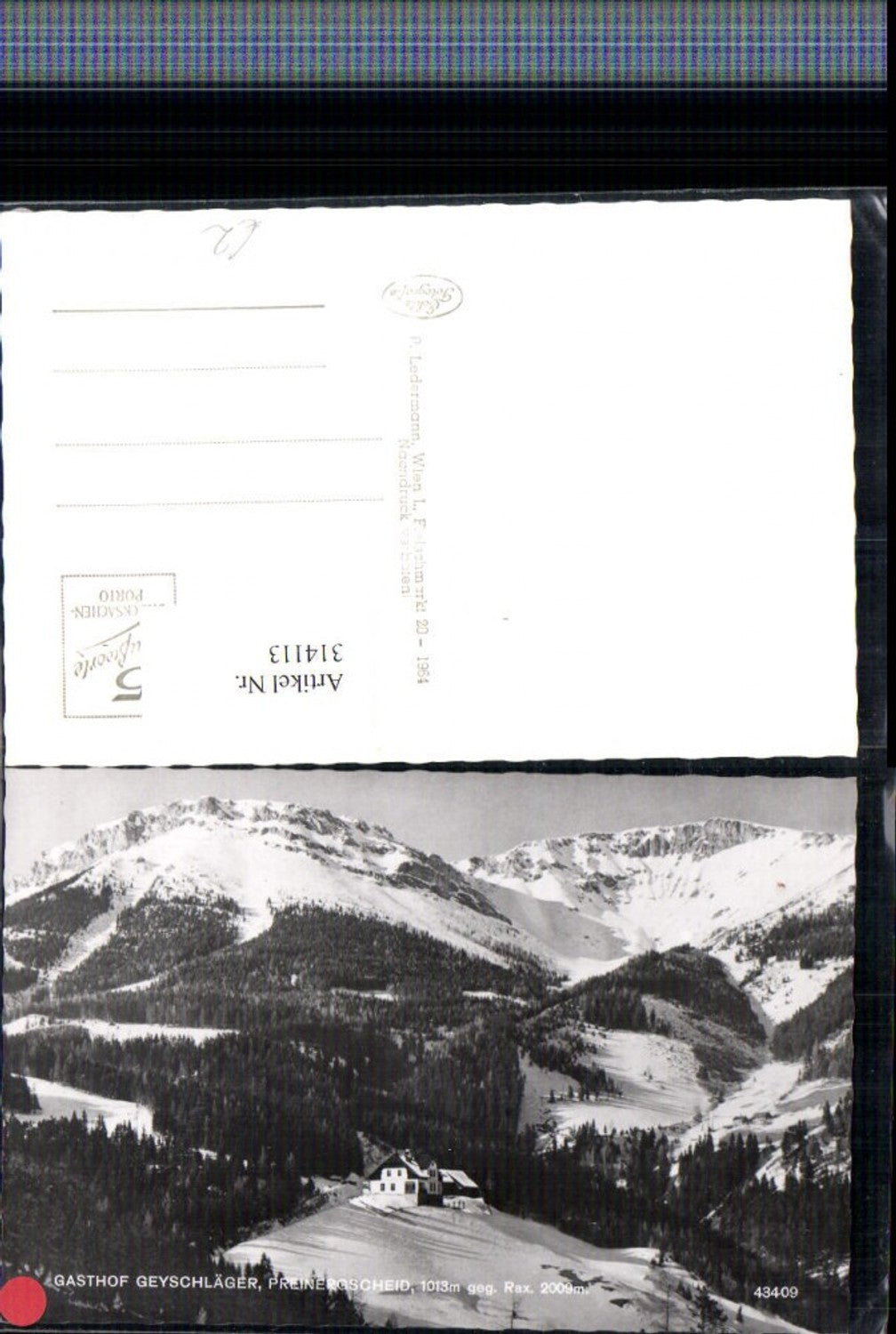 314113, Preiner Gscheid near Prein, Gasthof Geyschläger with Rax mountain scenery, winter scene