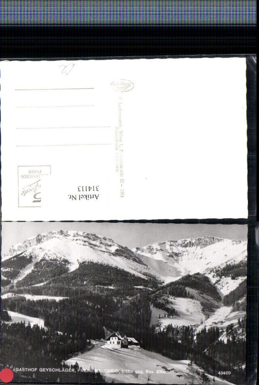 314113,Preiner Gscheid b. Prein Gasthof Geyschläger m. Rax Bergkulisse Winterbild