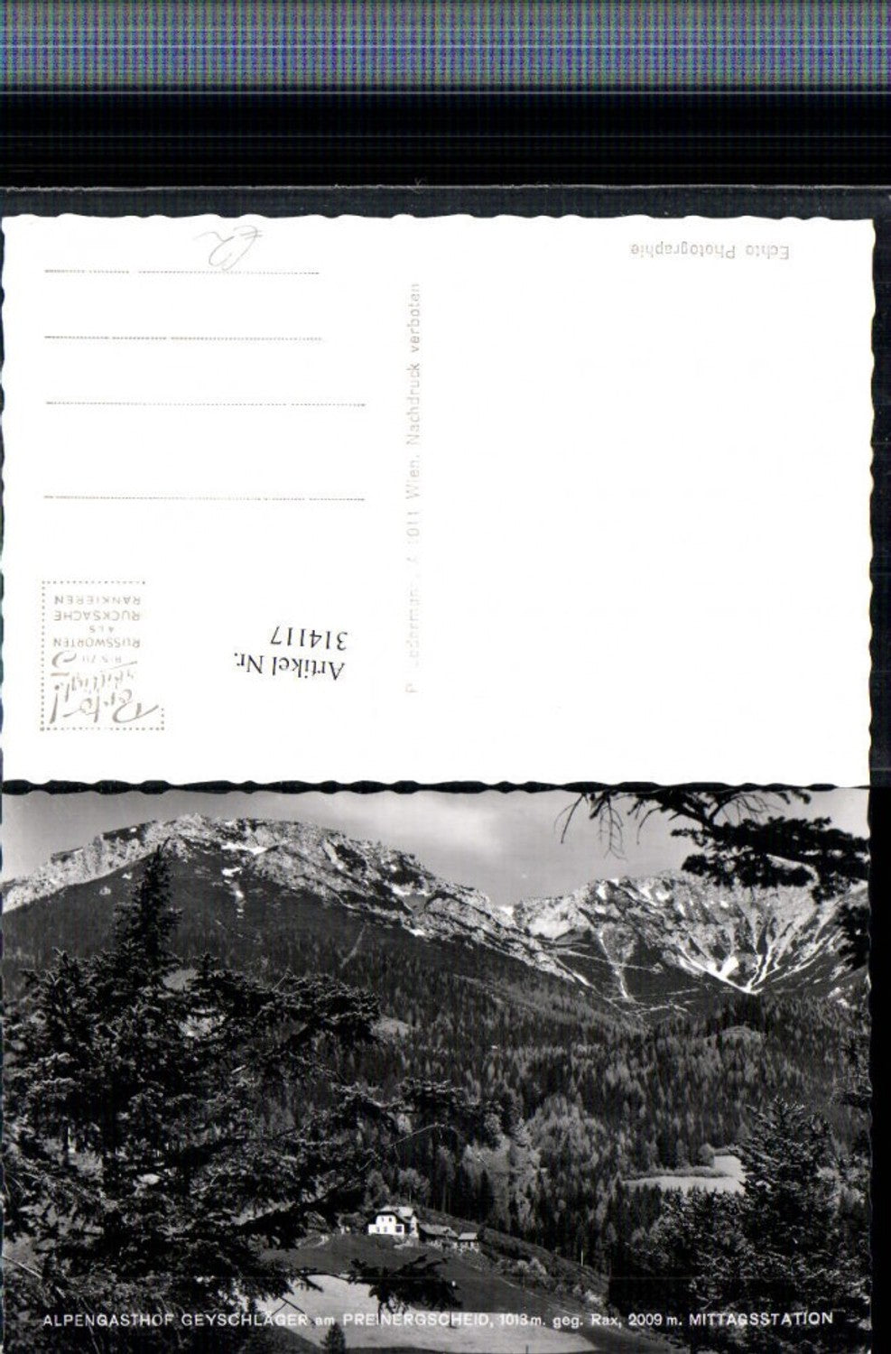314117,Alpengasthof Geyschläger am Preiner-Gscheid b. Prein m. Rax Bergkulisse