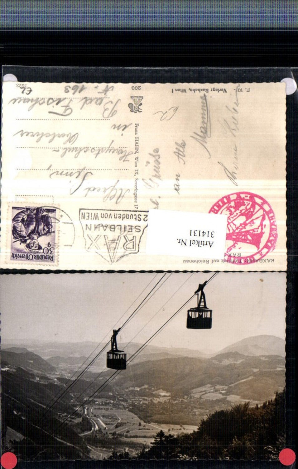 314131,Raxbahn Seilbahn m. Blick auf Reichenau