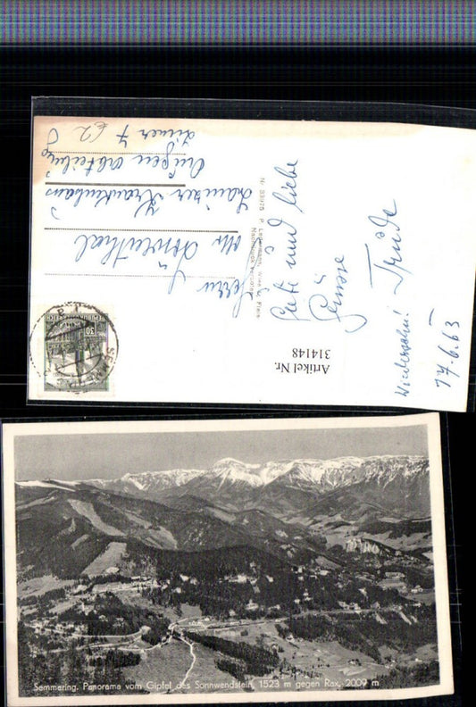 314148, Semmering, overall view from the Sonnwendstein towards the Rax mountain scenery