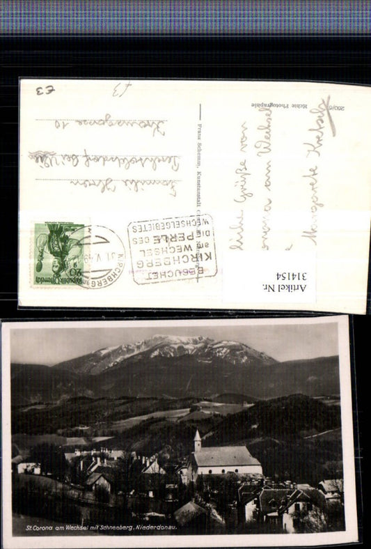 314154, St. Corona am Wechsel, partial view with Schneeberg mountain scenery