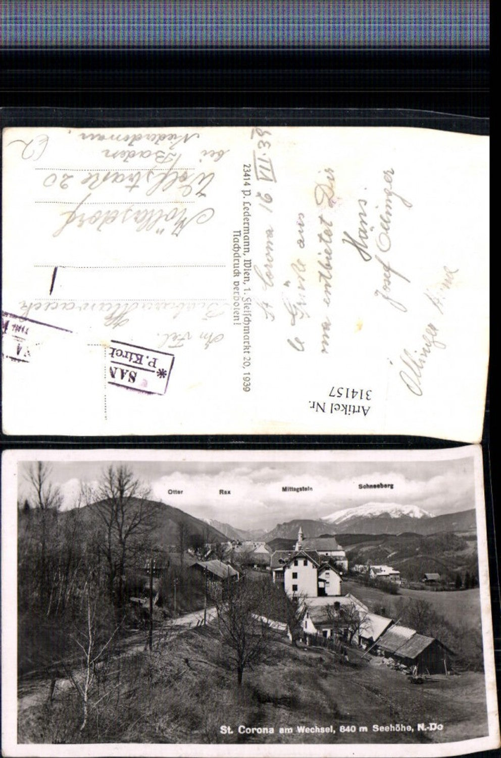 314157, St. Corona am Wechsel, partial view of the mountain scenery