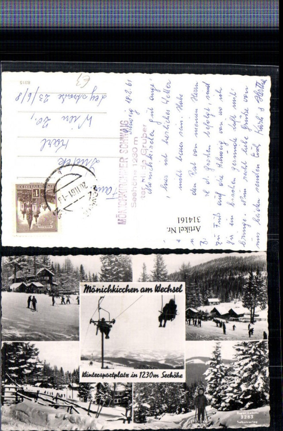 314161,Mönichkirchen am Wechsel Sessellift Skifahrer Winterbilder Mehrbildkarte